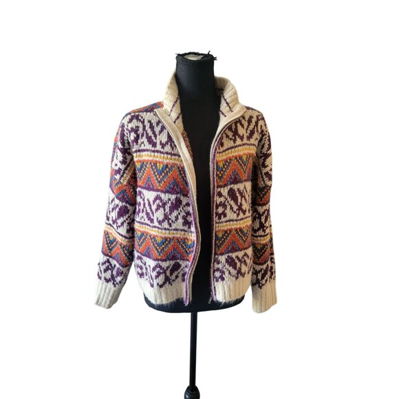 Sloan Rouge Long Sleeve Zipper Sweater Size S Western Aztec Bohemian Festival - Picture 2 of 9